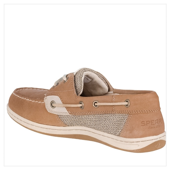 New Saffiano Leather Gold Cup Angelfish Loafer Flats In Gold & Linen By Sperry - Picture 8 of 10